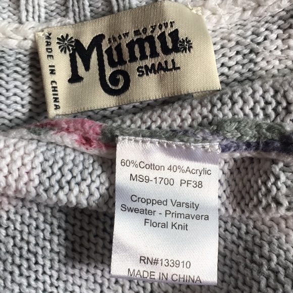 Show Me Your Mumu Cropped Varsity Sweater - in Primavera Floral Knit - Picture 15 of 16